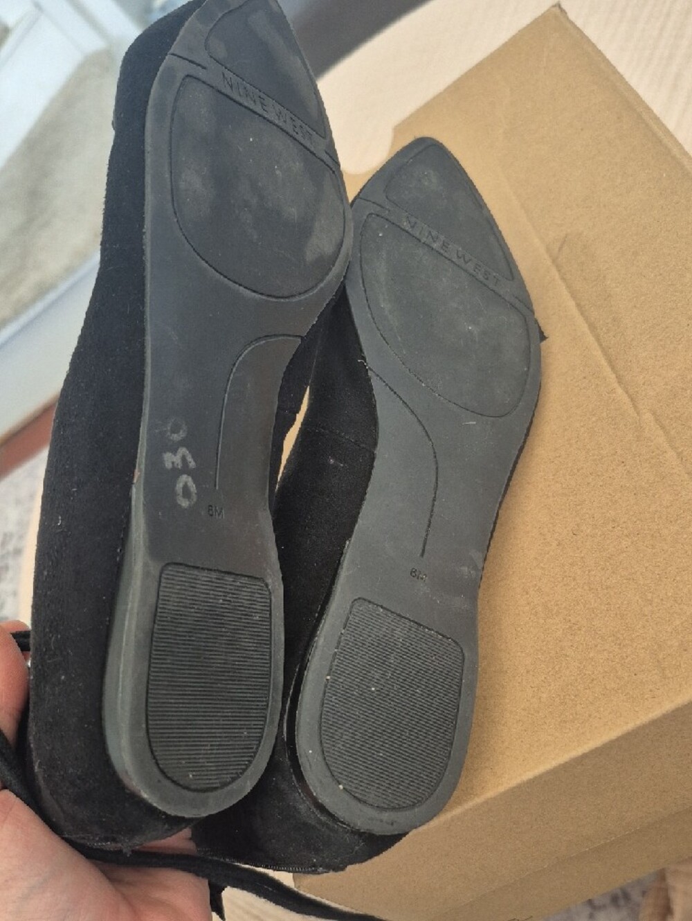 Nine West Black Lace-Up Suede Ballet Flat - Picture 5 of 6